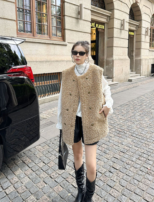 Textured Double Button Vest